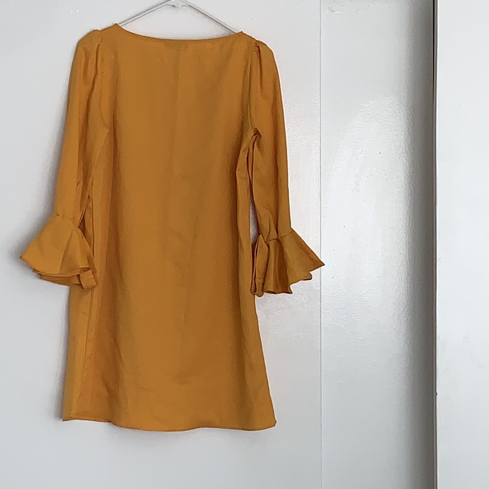 Gold/Yellow, Flare sleeve, Mini, Shein Tunic Dress